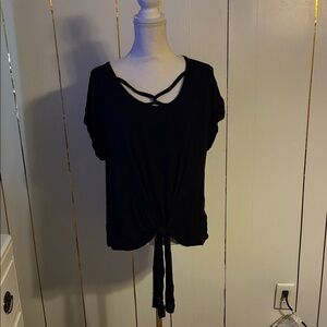 Black Women's Top with Tie Front